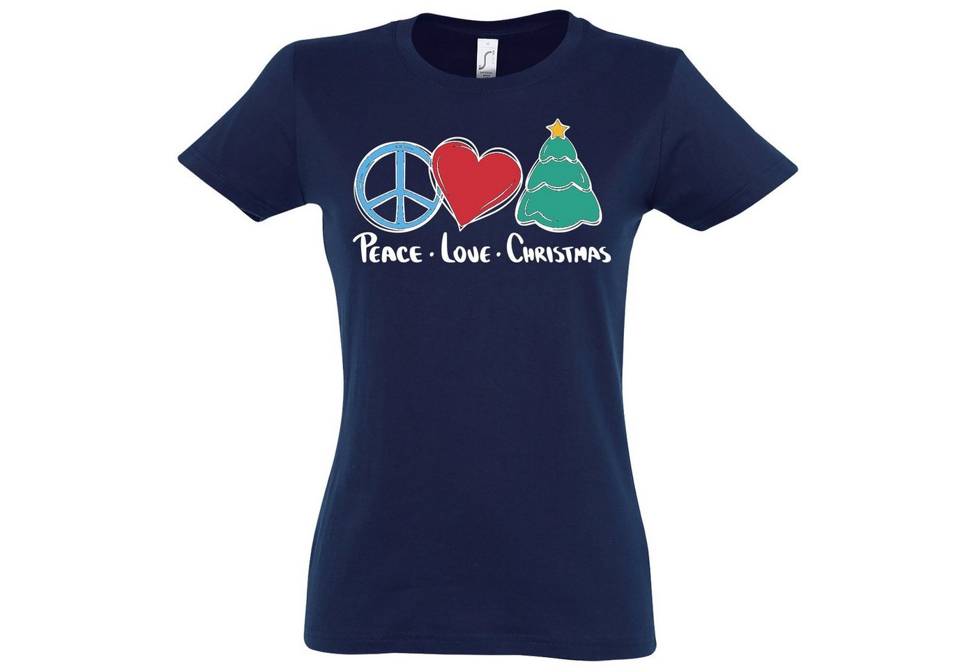 Youth Designz T-Shirt Peace Love Christmas Damen Shirt mit motivierendem Spruch von Youth Designz