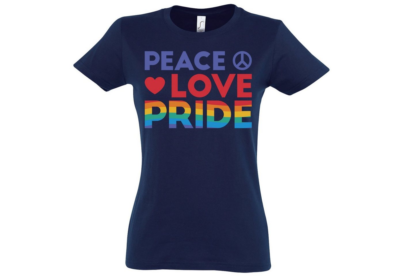 Youth Designz T-Shirt Peace Love Pride Damen T-Shirt mit modischem Frontprint von Youth Designz