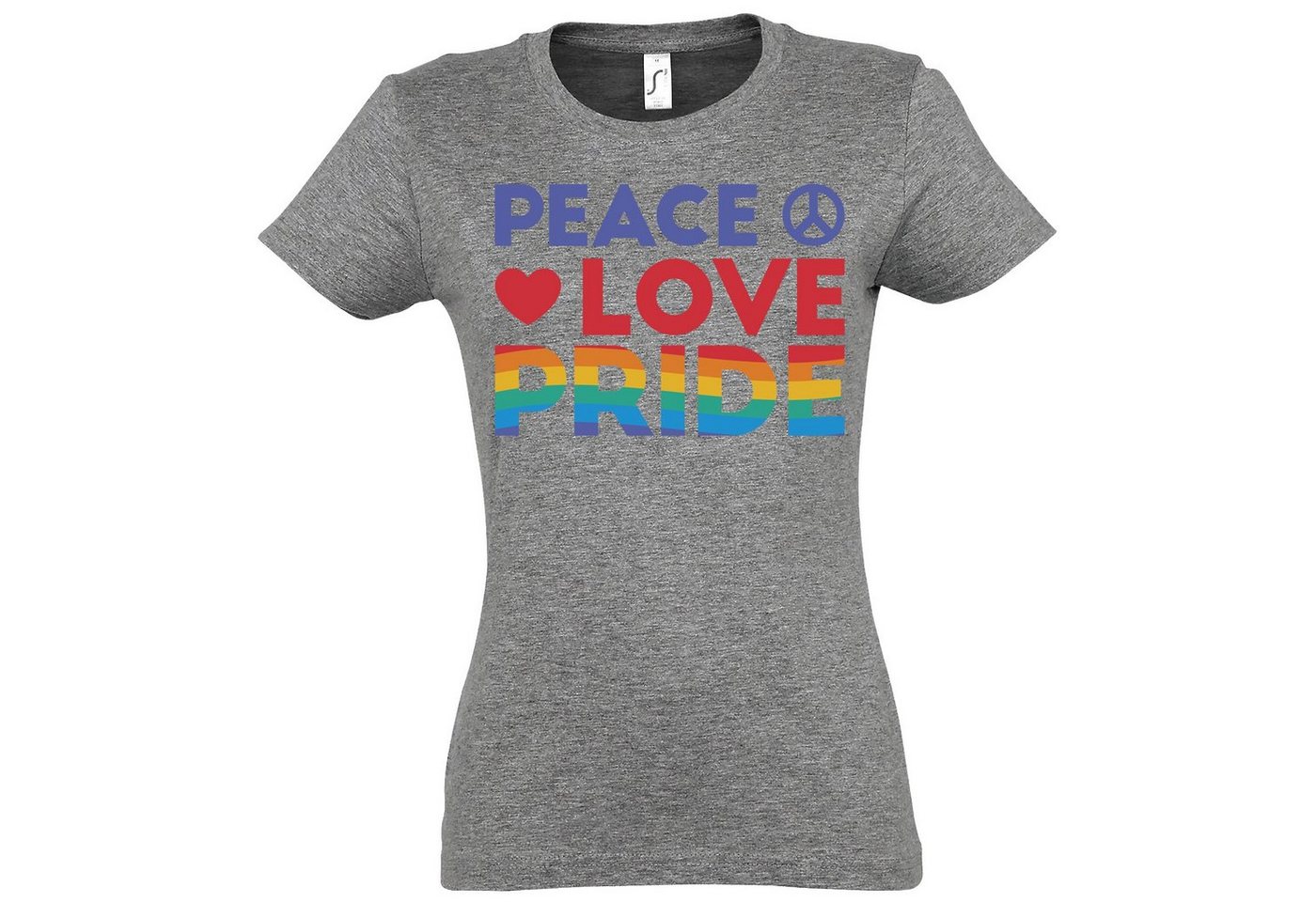 Youth Designz T-Shirt Peace Love Pride Damen T-Shirt mit modischem Frontprint von Youth Designz