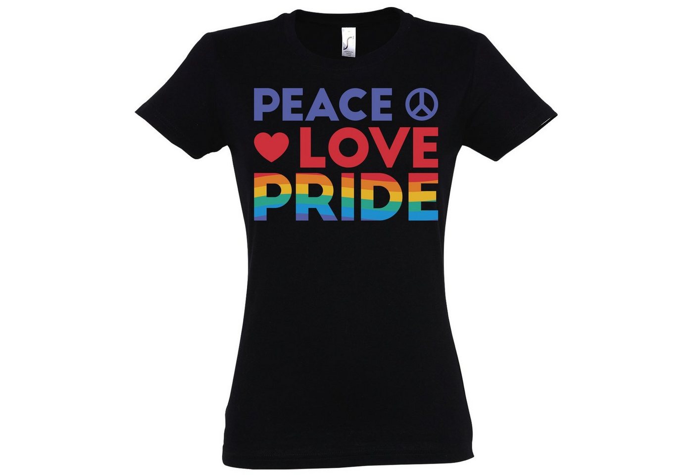 Youth Designz T-Shirt Peace Love Pride Damen T-Shirt mit modischem Frontprint von Youth Designz