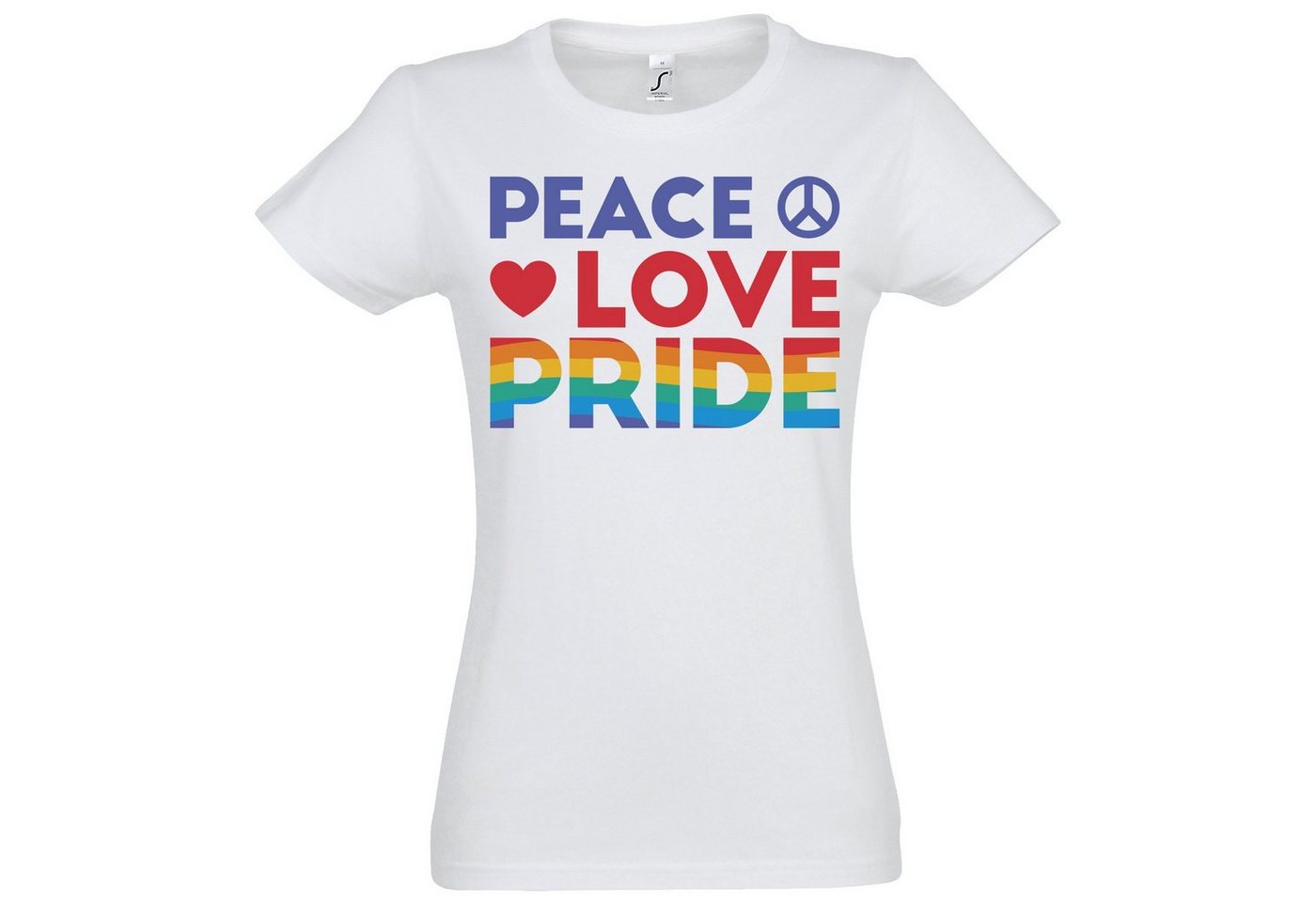 Youth Designz T-Shirt Peace Love Pride Damen T-Shirt mit modischem Frontprint von Youth Designz