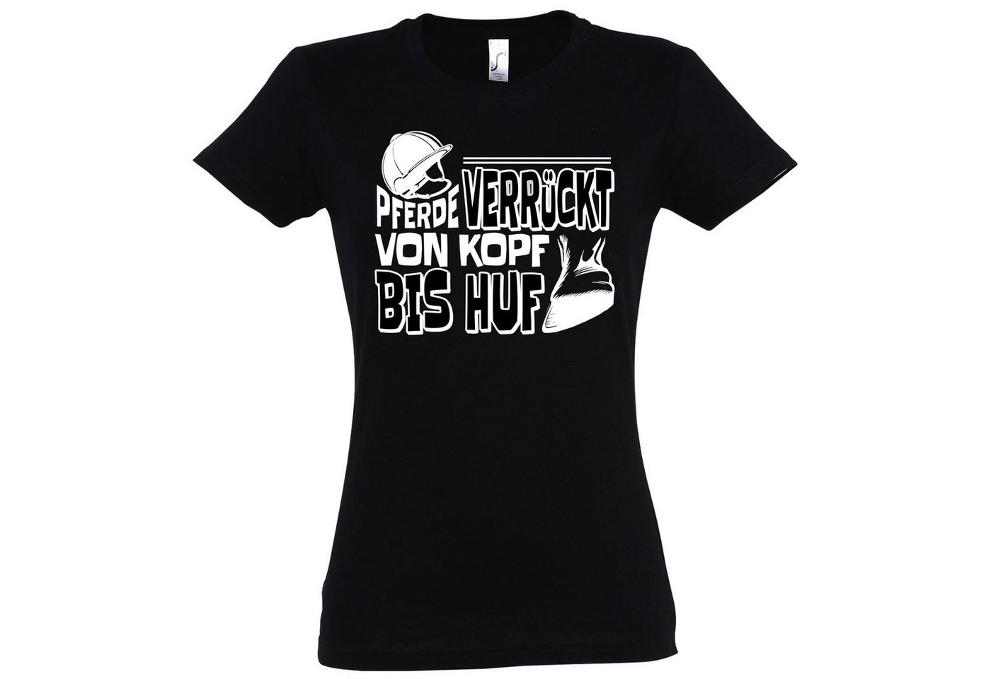 Youth Designz T-Shirt Pferde Verrückt Von Kopf Bis Huf" Damen T-Shirt mit modischem Frontprint" von Youth Designz