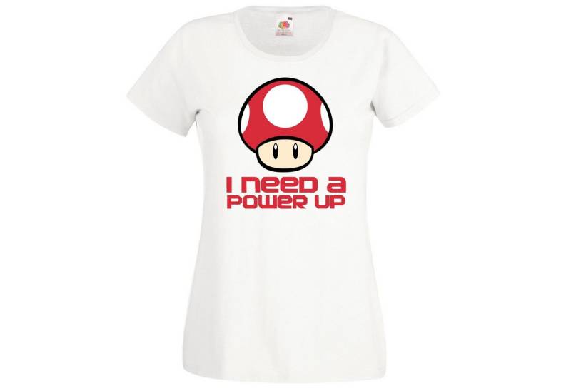 Youth Designz T-Shirt Pilz "I need a Power Up" Damen T-Shirt mit trendigem Frontprint von Youth Designz