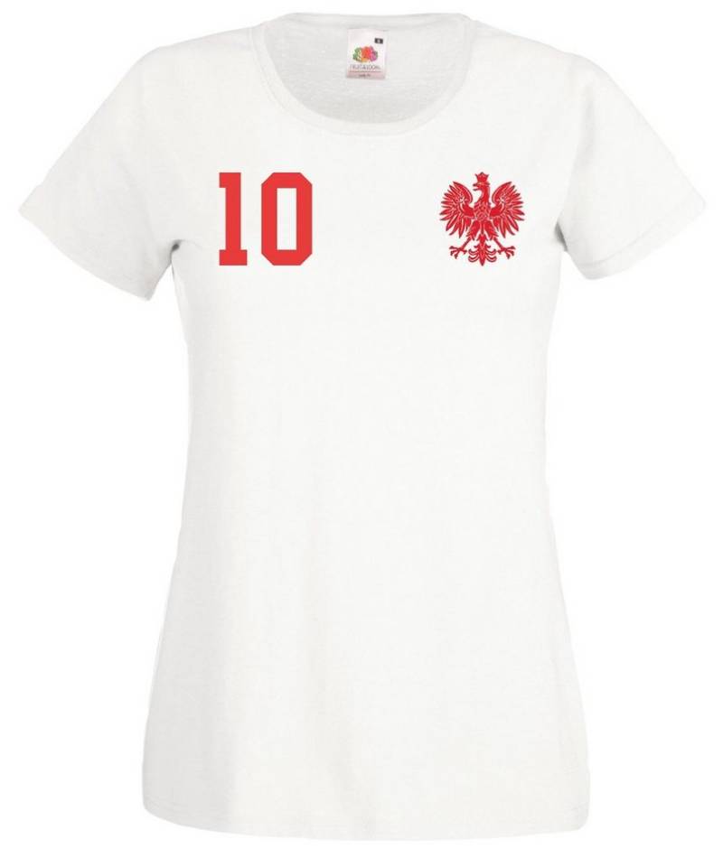 Youth Designz T-Shirt Polen Damen T-Shirt im Fußball Trikot Look mit trendigem Motiv von Youth Designz