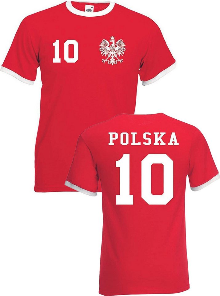 Youth Designz T-Shirt Polen Herren T-Shirt im Fußball Trikot Look mit trendigem Motiv von Youth Designz