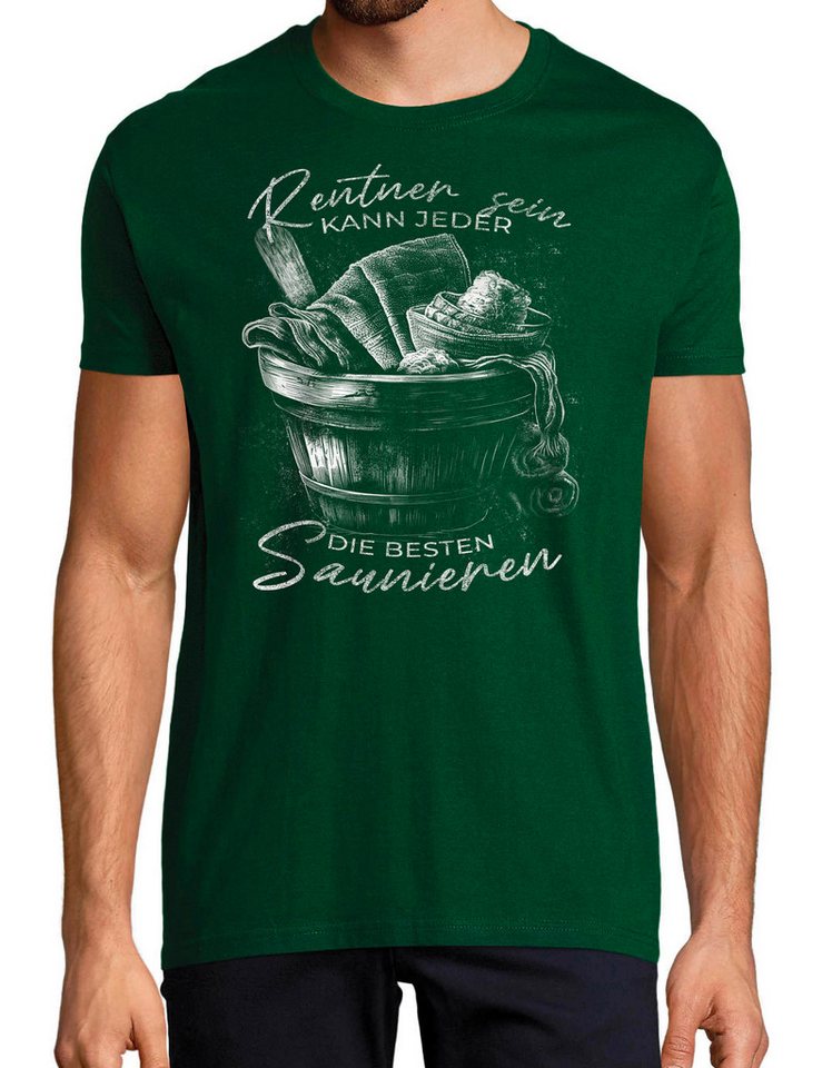 Youth Designz T-Shirt Rentner Saunieren Herren T-Shirt mit trendigem Frontprint von Youth Designz