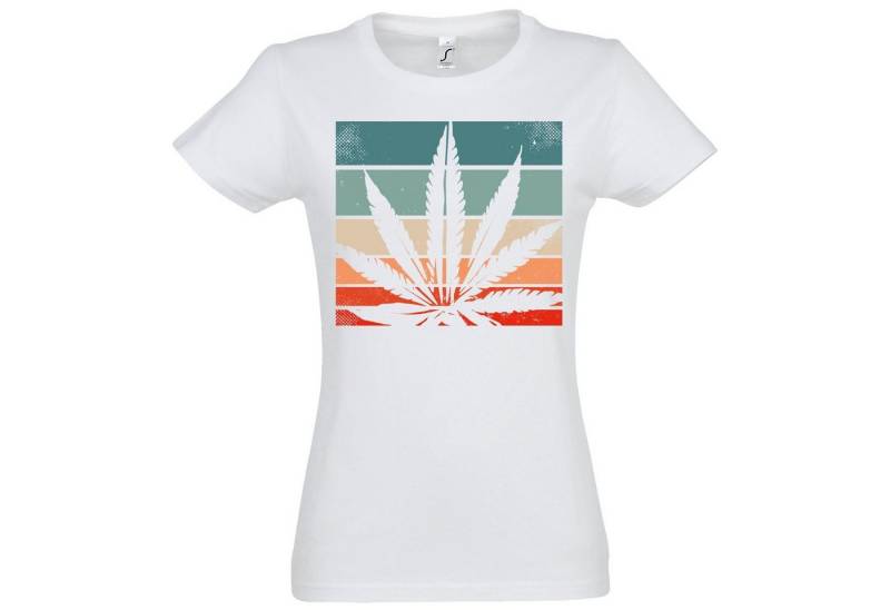Youth Designz T-Shirt Retro Cannabis Damen T-Shirt mit modischem Frontprint von Youth Designz