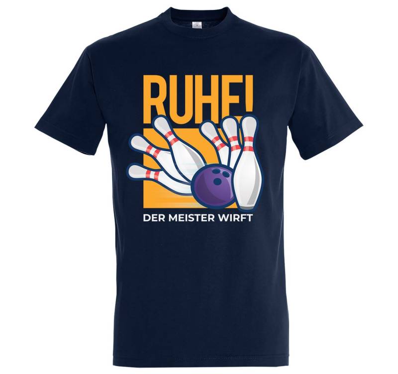 Youth Designz T-Shirt "Ruhe, Der Meister Wirft" Bowling Herren Shirt mit lustigem Frontprint Youth Designz T-Shirt "Ruhe, Der Meister Wirft" Bowling Herren Shirt mit lustigem Frontprint von Youth Designz