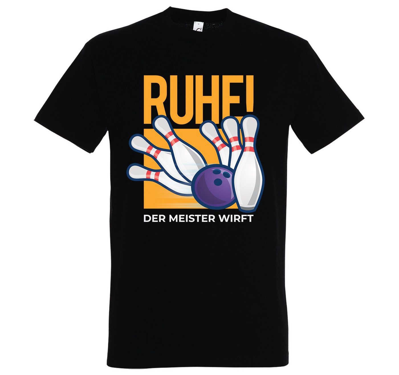 Youth Designz T-Shirt Ruhe, Der Meister Wirft" Bowling Herren Shirt mit lustigem Frontprint" von Youth Designz