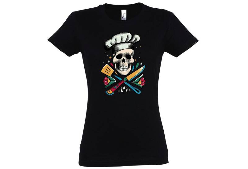 Youth Designz T-Shirt Schädel Cooking Damen Shirt mit trendigem Frontprint von Youth Designz