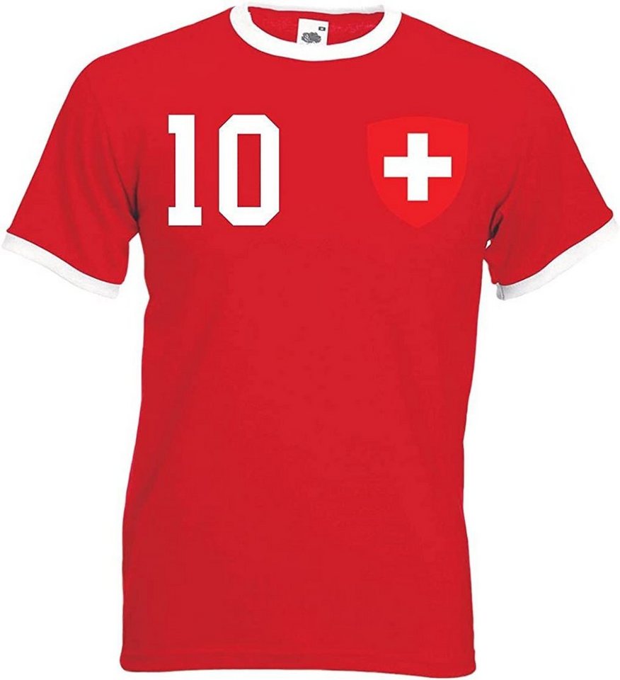 Youth Designz T-Shirt Schweiz Herren T-Shirt im Fußball Trikot Look mit trendigem Motiv von Youth Designz