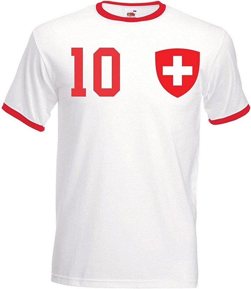 Youth Designz T-Shirt Schweiz Herren T-Shirt im Fußball Trikot Look mit trendigem Motiv von Youth Designz