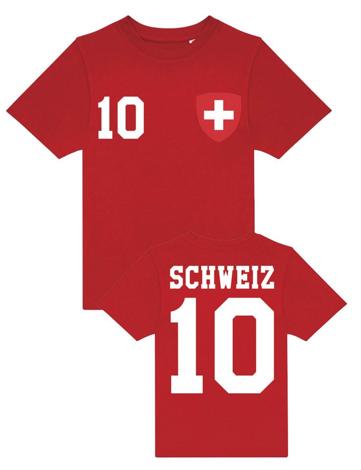 Youth Designz T-Shirt Schweiz Kinder T-Shirt im Fußball Trikot Look mit trendigem Motiv von Youth Designz