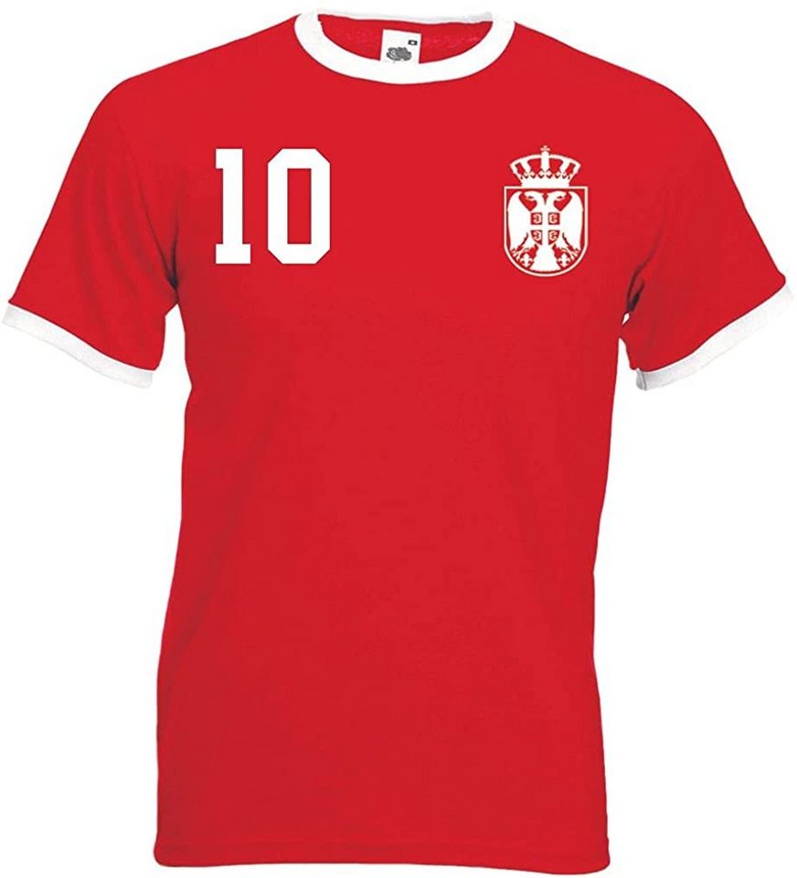 Youth Designz T-Shirt Serbien Herren T-Shirt im Fußball Trikot Look mit trendigem Print von Youth Designz