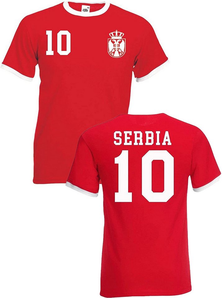 Youth Designz T-Shirt Serbien Herren T-Shirt im Fußball Trikot Look mit trendigem Print von Youth Designz