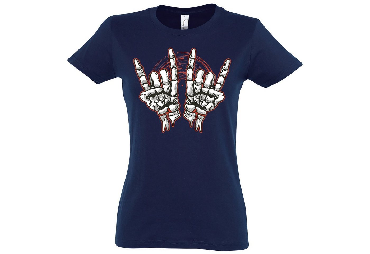 Youth Designz T-Shirt Skelett Hand Rock'n'Roll Damen Shirt Horror im Fun-Look Mit modischem Print von Youth Designz