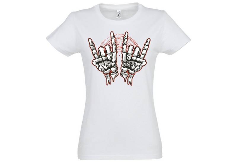 Youth Designz T-Shirt Skelett Hand Rock'n'Roll Damen Shirt Horror im Fun-Look Mit modischem Print von Youth Designz