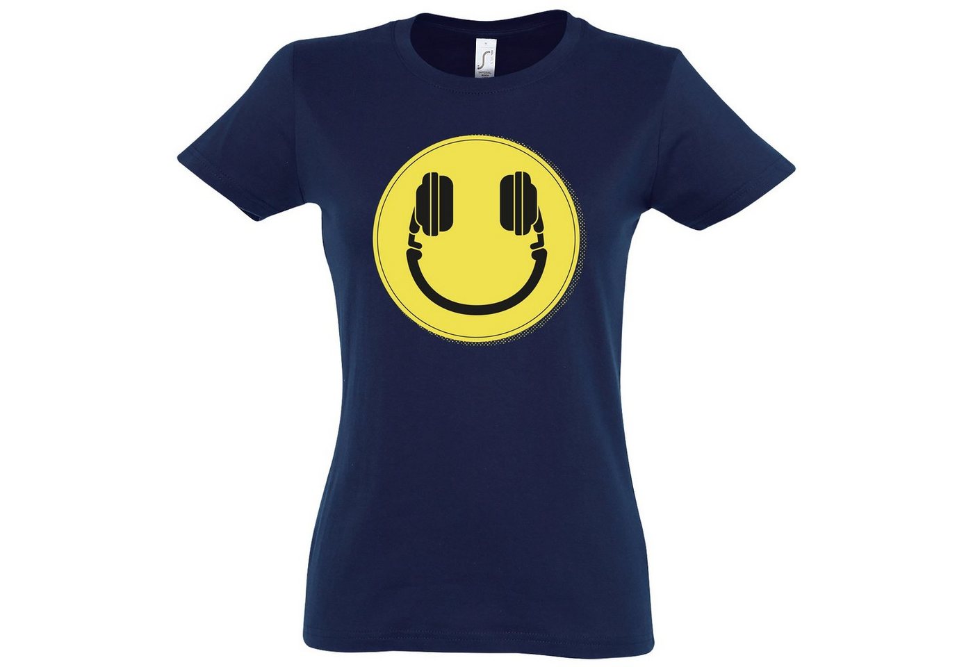 Youth Designz T-Shirt Smile DJ Headset Damen T-Shirt mit lustigem Smiley Frontprint von Youth Designz