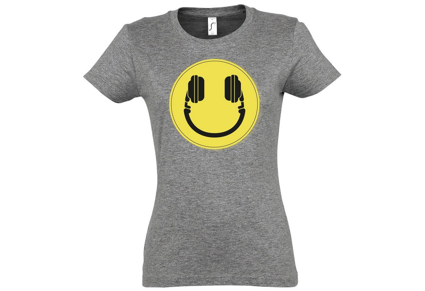 Youth Designz T-Shirt Smile DJ Headset Damen T-Shirt mit lustigem Smiley Frontprint von Youth Designz