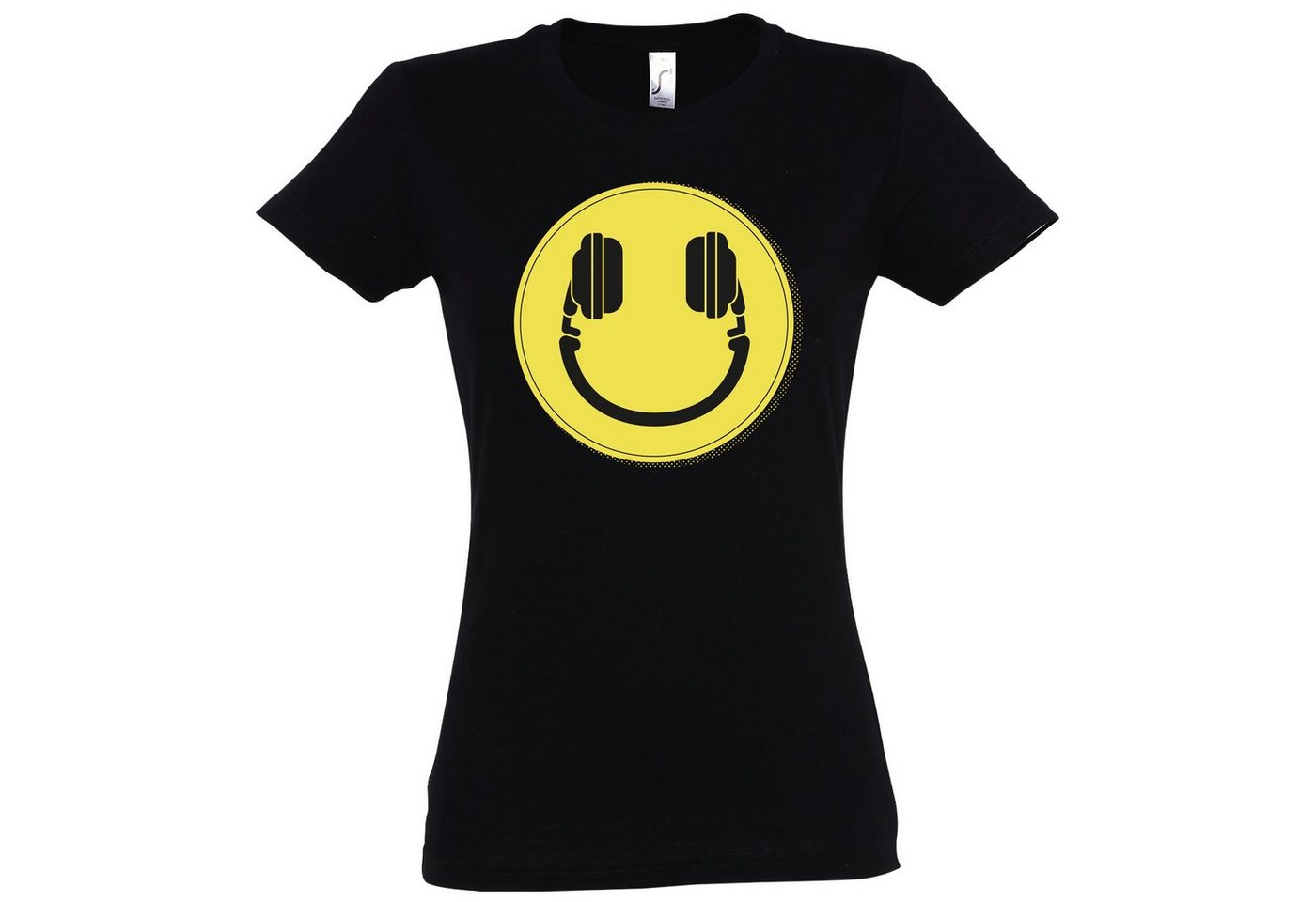 Youth Designz T-Shirt Smile DJ Headset Damen T-Shirt mit lustigem Smiley Frontprint von Youth Designz