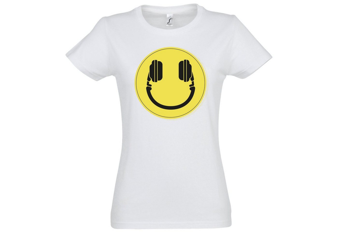 Youth Designz T-Shirt Smile DJ Headset Damen T-Shirt mit lustigem Smiley Frontprint von Youth Designz