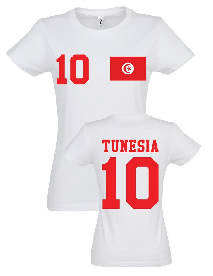 Youth Designz T-Shirt Tunesien Damen T-Shirt im Fußball Trikot Look mit trendigem Motiv von Youth Designz