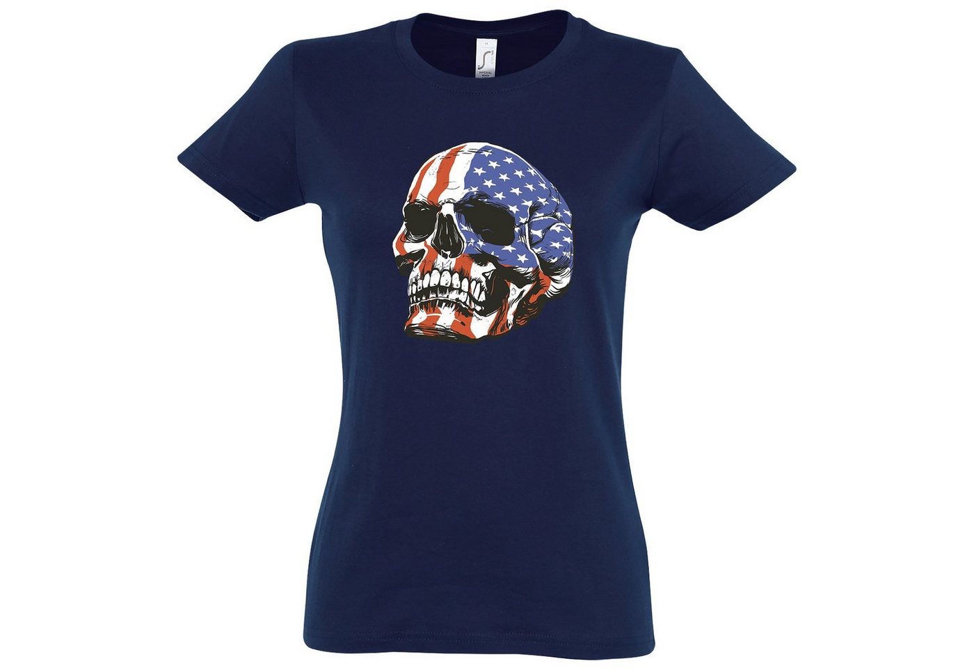 Youth Designz T-Shirt USA Totenkopf Schädel Damen Shirt mit trendigem Frontprint von Youth Designz