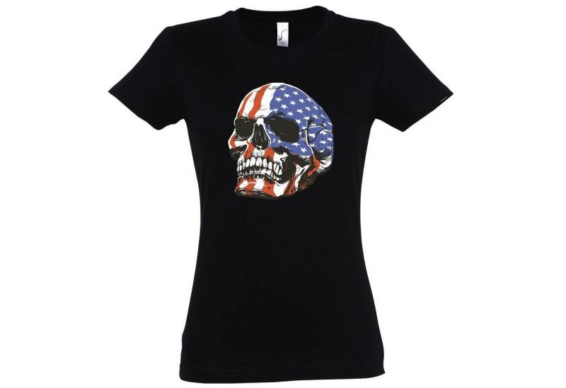 Youth Designz T-Shirt USA Totenkopf Schädel Damen Shirt mit trendigem Frontprint von Youth Designz