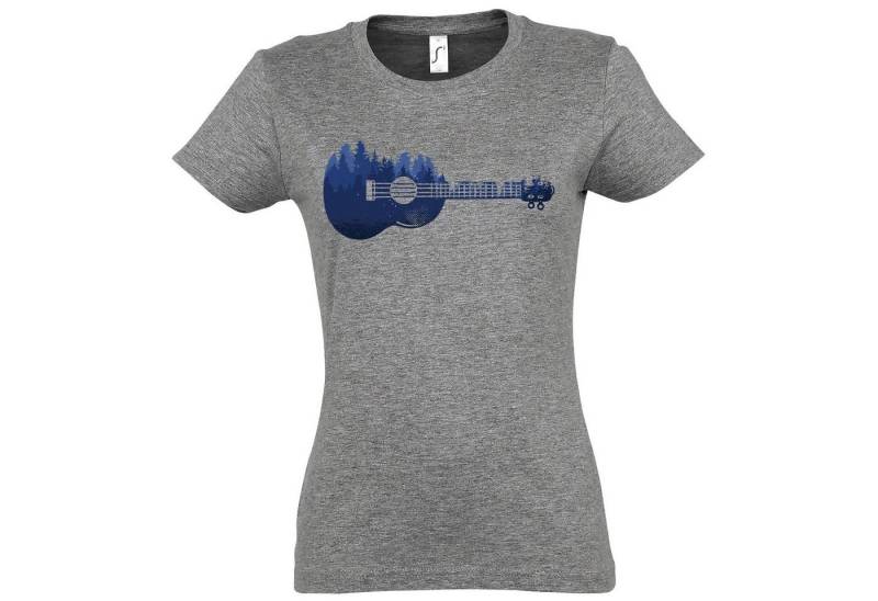 Youth Designz T-Shirt Ukulele Waldmotiv Damen Shirt mit trendigem Frontprint von Youth Designz