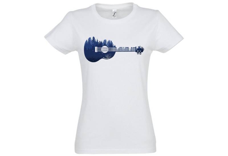 Youth Designz T-Shirt Ukulele Waldmotiv Damen Shirt mit trendigem Frontprint von Youth Designz