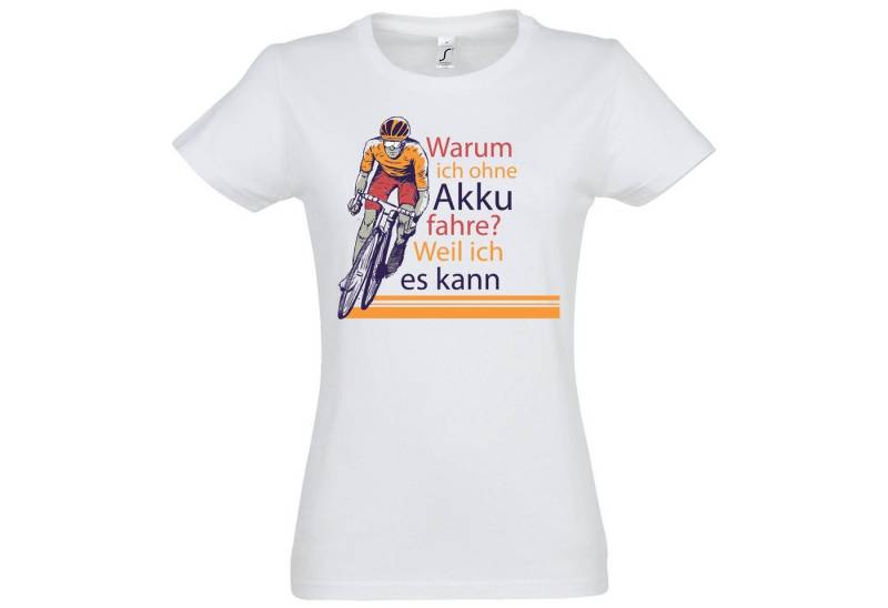 Youth Designz T-Shirt "Warum ich ohne Akku fahre? Weil ich es kann" Damen T-Shirt mit modischem Print von Youth Designz