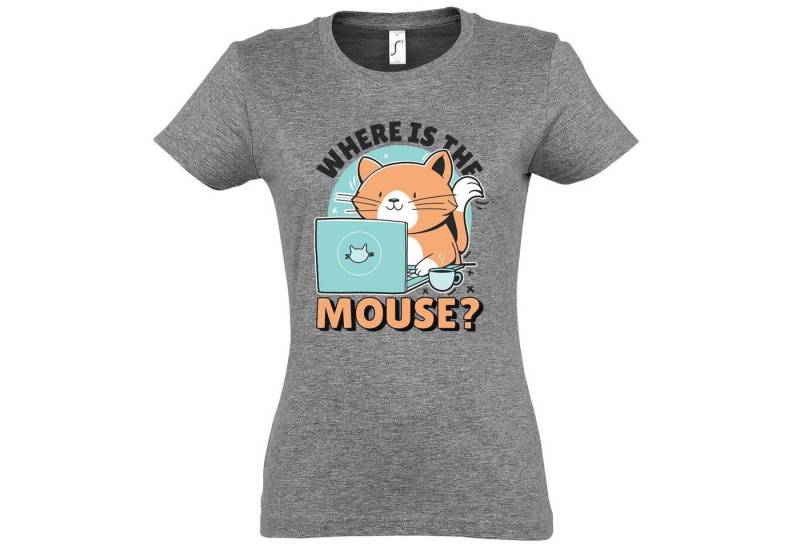 Youth Designz T-Shirt Where Is The Mouse? Damen Shirt mit lustigem Logo Aufdruck von Youth Designz