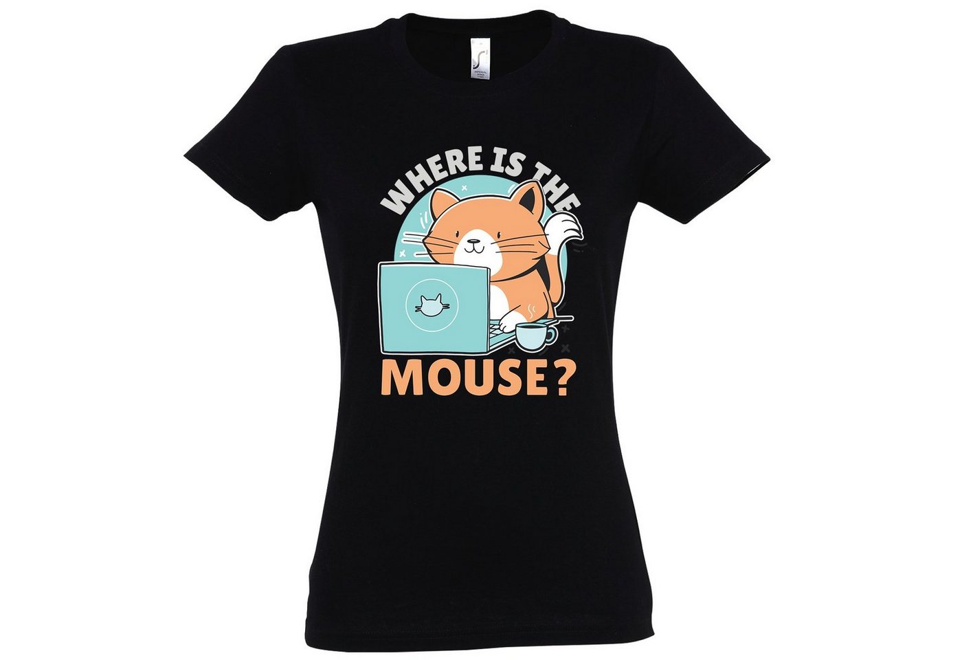 Youth Designz T-Shirt Where Is The Mouse? Damen Shirt mit lustigem Logo Aufdruck von Youth Designz