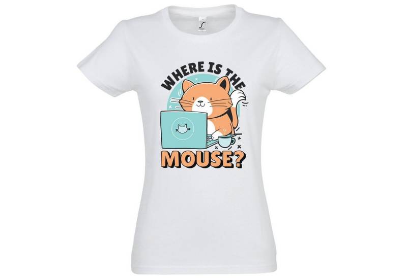 Youth Designz T-Shirt Where Is The Mouse? Damen Shirt mit lustigem Logo Aufdruck von Youth Designz