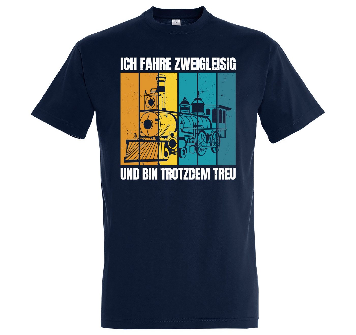 Youth Designz T-Shirt Zweigleisig Und Trotzdem Treu Herren Shirt mit lustigem Frontprint von Youth Designz