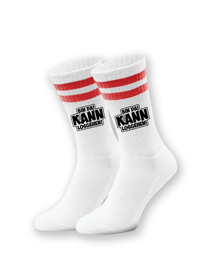 Youth Designz Tennissocken Bin da kann Losgehen! Unisex Socken Geschenk Spruch mit verstärkter Verse und Zehenbereich von Youth Designz