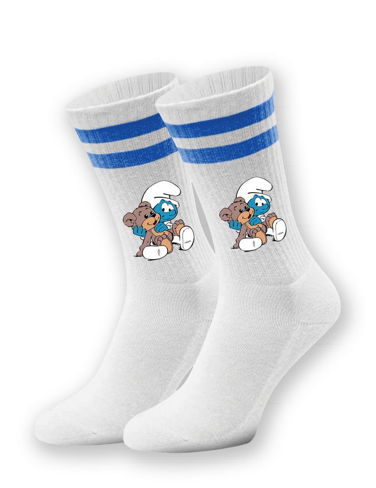 Youth Designz Tennissocken Kinder Socken "Baby Schlumpf" Aufdruck lustig Geschenk Statement mit verstärkter Verse und Zehenbereich von Youth Designz
