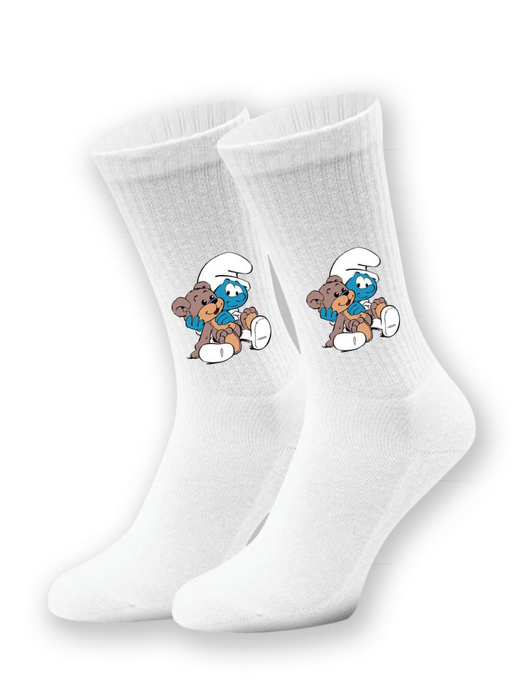 Youth Designz Tennissocken Kinder Socken "Baby Schlumpf" Aufdruck lustig Geschenk Statement mit verstärkter Verse und Zehenbereich von Youth Designz