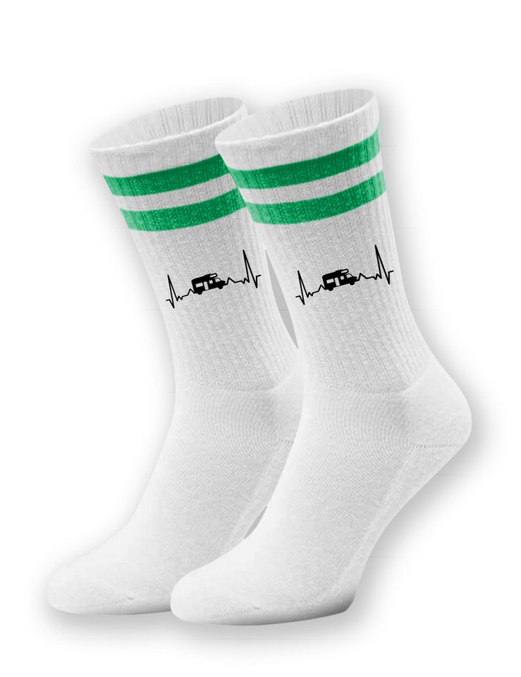 Youth Designz Tennissocken Kinder Socken "Heartbeat Camping" Aufdruck lustig Geschenk Statement mit verstärkter Verse und Zehenbereich von Youth Designz