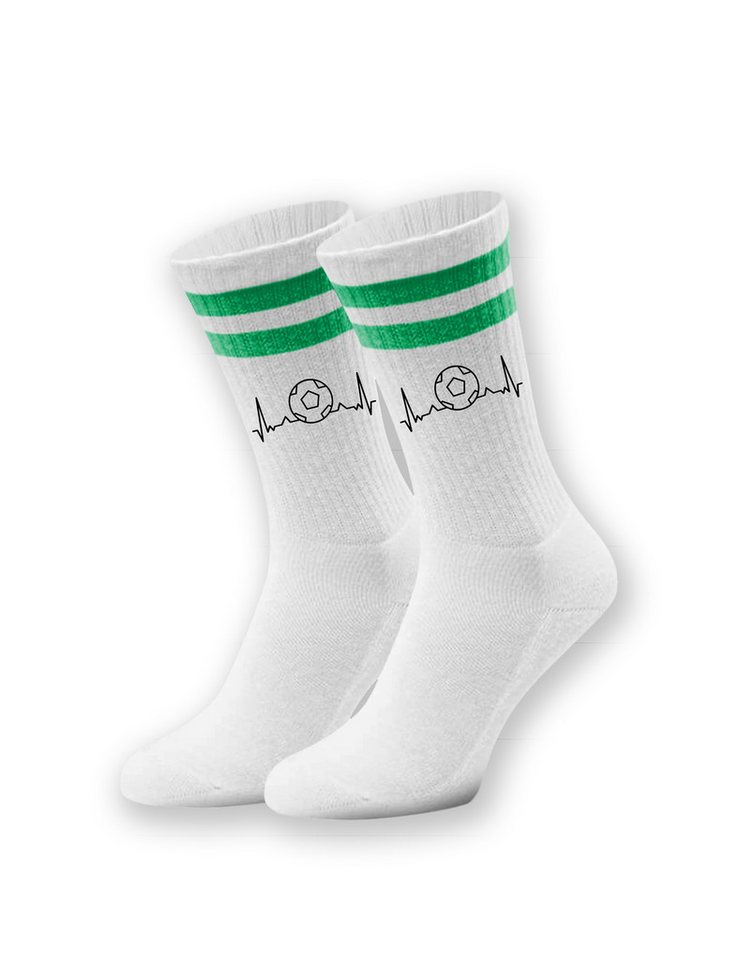 Youth Designz Tennissocken Kinder Socken "Heartbeat Fußball" Aufdruck lustig Geschenk Statement mit verstärkter Verse und Zehenbereich von Youth Designz