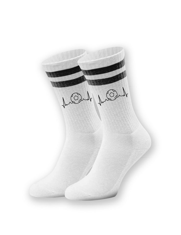 Youth Designz Tennissocken Kinder Socken "Heartbeat Fußball" Aufdruck lustig Geschenk Statement mit verstärkter Verse und Zehenbereich von Youth Designz