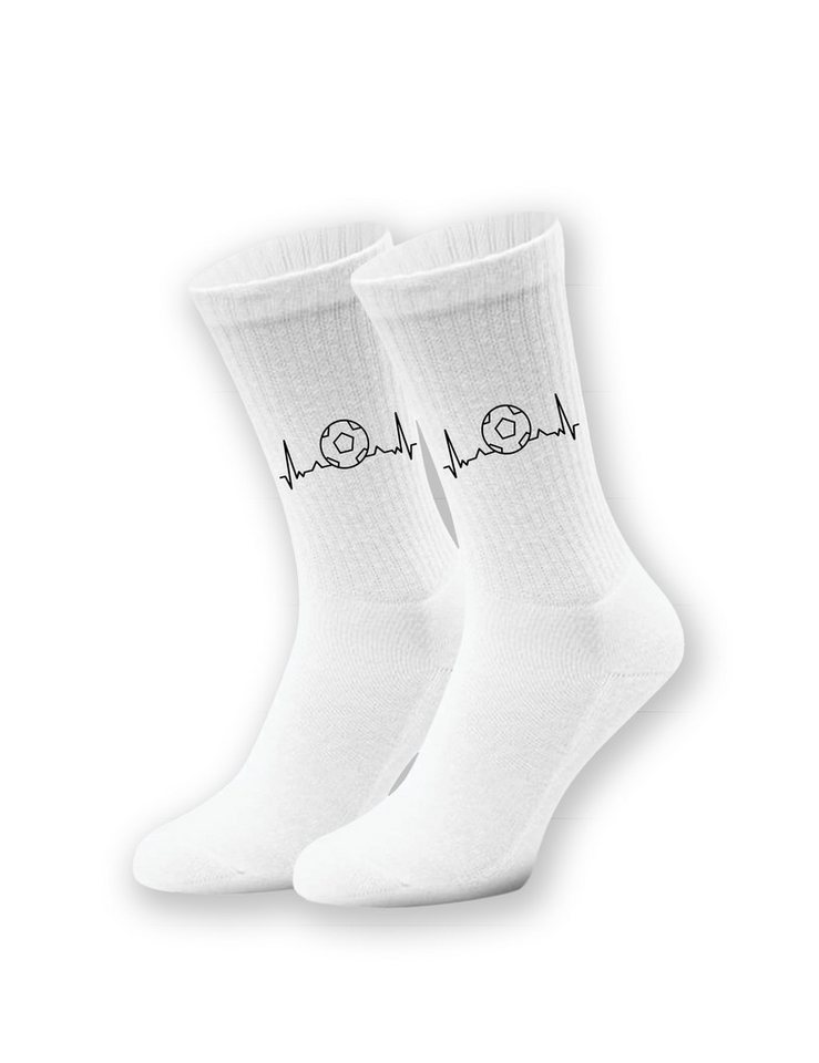 Youth Designz Tennissocken Kinder Socken "Heartbeat Fußball" Aufdruck lustig Geschenk Statement mit verstärkter Verse und Zehenbereich von Youth Designz