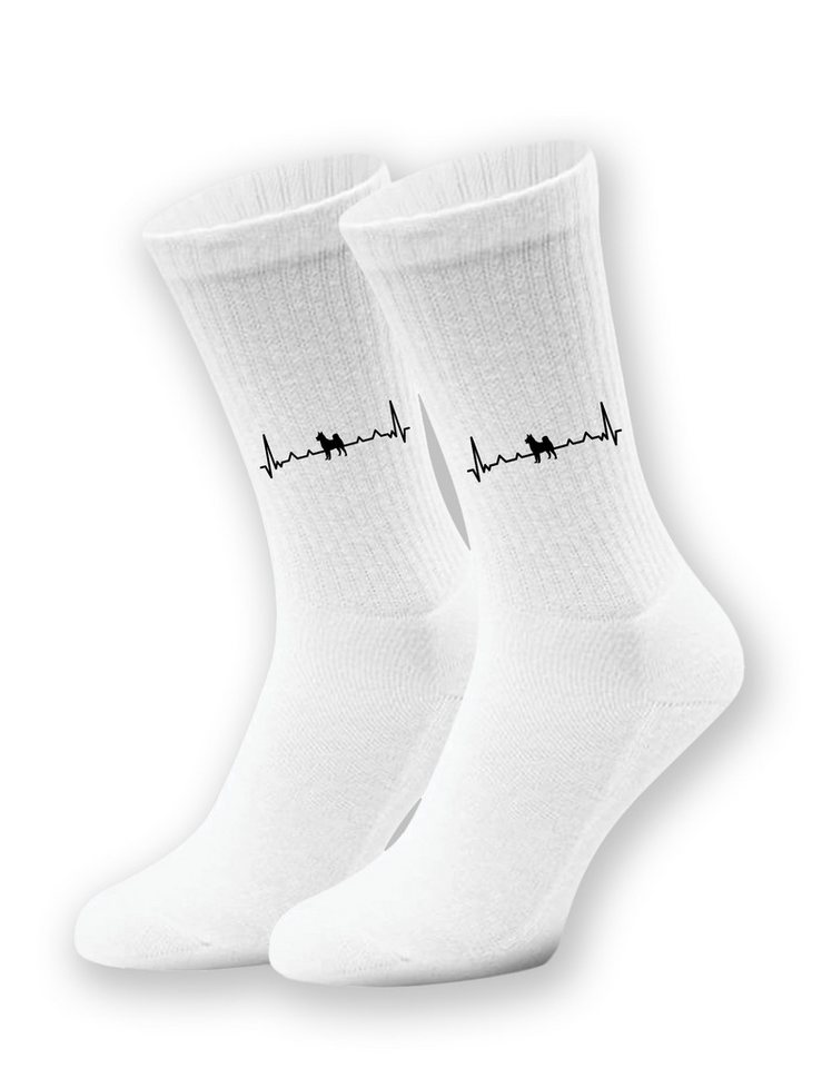 Youth Designz Tennissocken Kinder Socken "Heartbeat Hund" Aufdruck lustig Geschenk Statement mit verstärkter Verse und Zehenbereich von Youth Designz