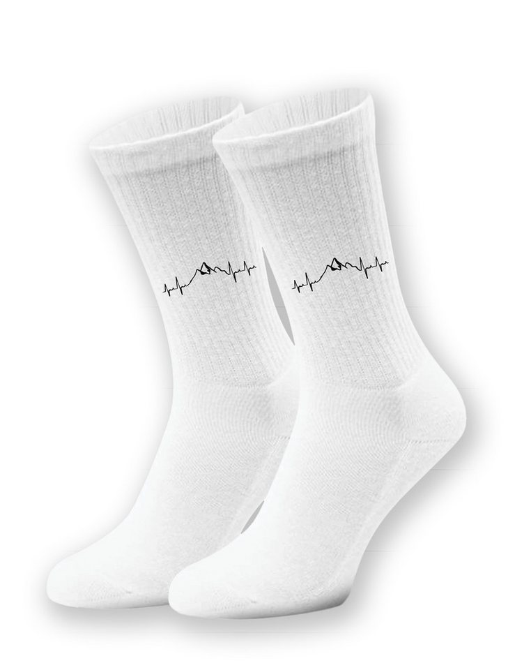 Youth Designz Tennissocken Kinder Socken "Heartbeat Mountain" Aufdruck lustig Geschenk Statement mit verstärkter Verse und Zehenbereich von Youth Designz