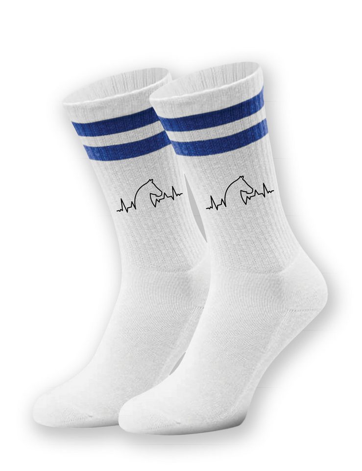 Youth Designz Tennissocken Kinder Socken "Heartbeat Pferd" Aufdruck lustig Geschenk Statement mit verstärkter Verse und Zehenbereich von Youth Designz