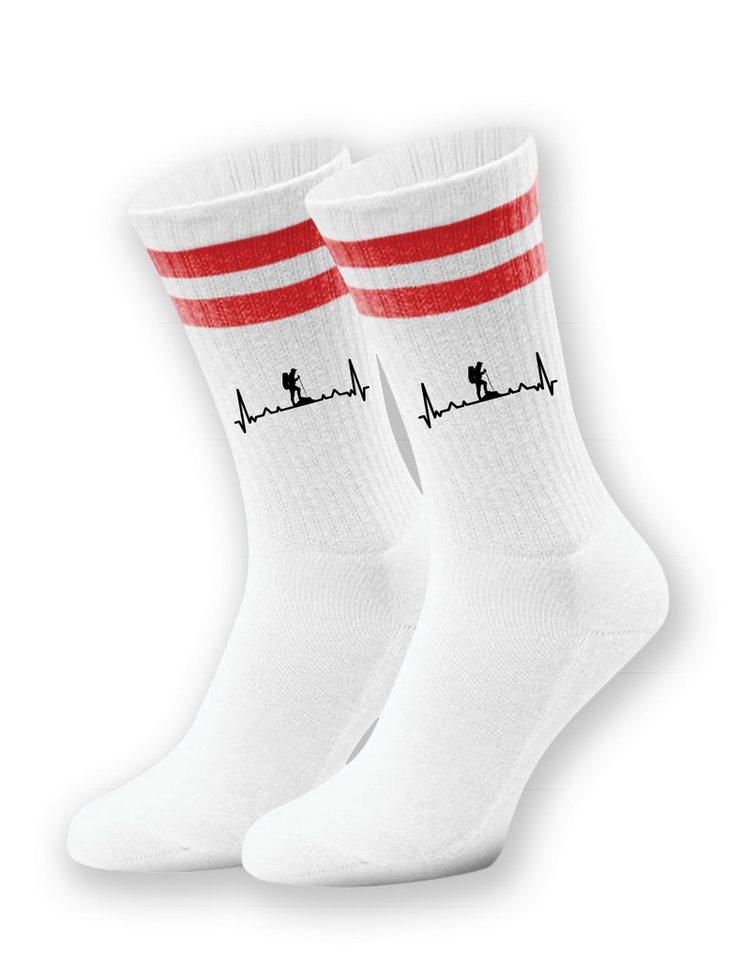Youth Designz Tennissocken Kinder Socken "Heartbeat Wandern" Aufdruck lustig Geschenk Statement mit verstärkter Verse und Zehenbereich von Youth Designz