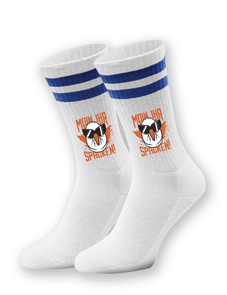 Youth Designz Tennissocken Kinder Socken "Moin Ihr Spacken" Aufdruck lustig Geschenk Statement mit verstärkter Verse und Zehenbereich von Youth Designz