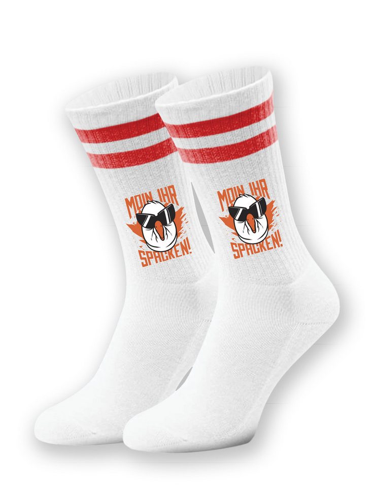 Youth Designz Tennissocken Kinder Socken "Moin Ihr Spacken" Aufdruck lustig Geschenk Statement mit verstärkter Verse und Zehenbereich von Youth Designz