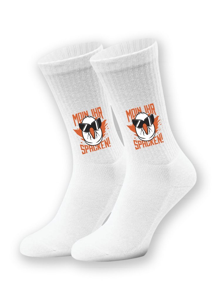 Youth Designz Tennissocken Kinder Socken "Moin Ihr Spacken" Aufdruck lustig Geschenk Statement mit verstärkter Verse und Zehenbereich von Youth Designz