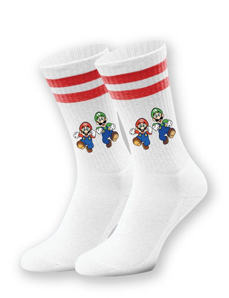 Youth Designz Tennissocken Mario Luigi Unisex Socken Geschenk für Herren Damen mit verstärkter Verse und Zehenbereich von Youth Designz